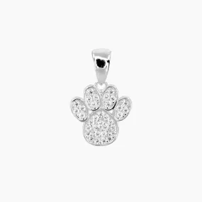 Sterling Silver CZ Small Dog Paw Pendant