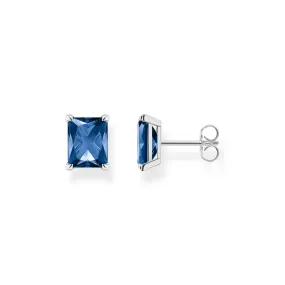 STERLING SILVER HERITAGE BLUE STONE STUD EARRINGS