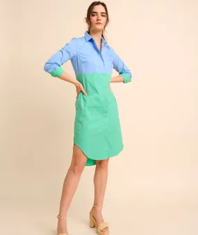 Stretch Cotton Colorblock Meryl Shirtdress