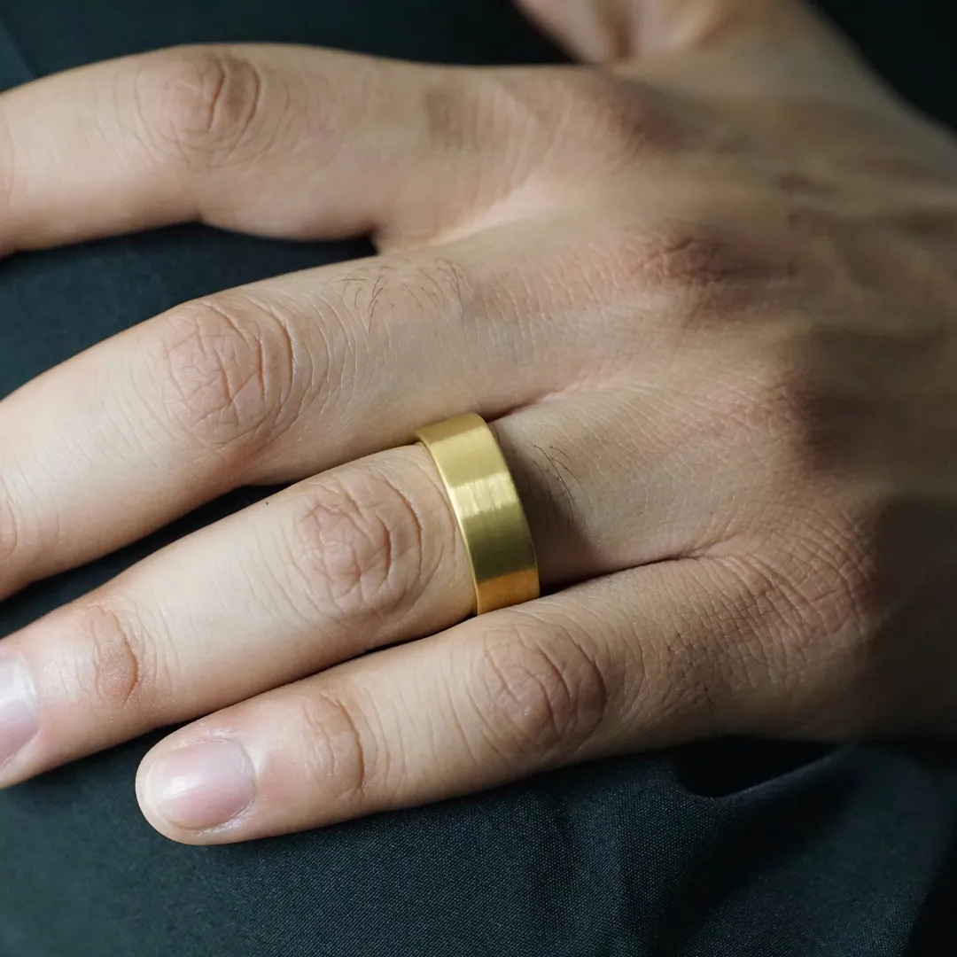 TUNGSTEN FLAT BRUSHED GOLD BAND