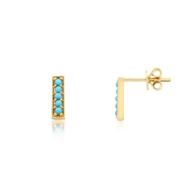 Turquoise Bead Bar Stud Earrings