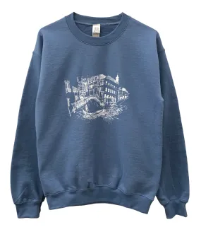 Venice Indigo Blue Graphic Unisex Crewneck Sweatshirt